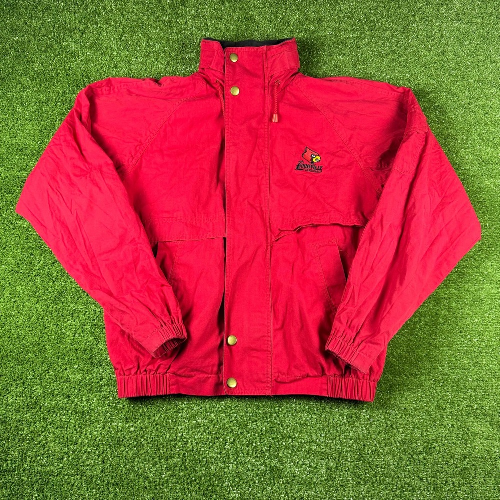 Vintage King Louie Louisville Cardinals Jacket Mens Small Red Windbreaker Zip Up